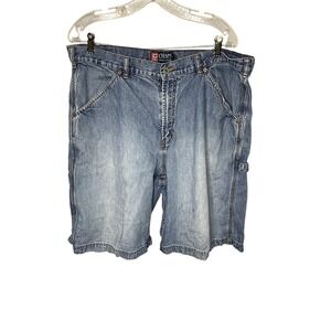 Mens 38‎ Chaps Ralph Lauren Blue Jean DAD Carpenter dad Shorts Distressed 90s
